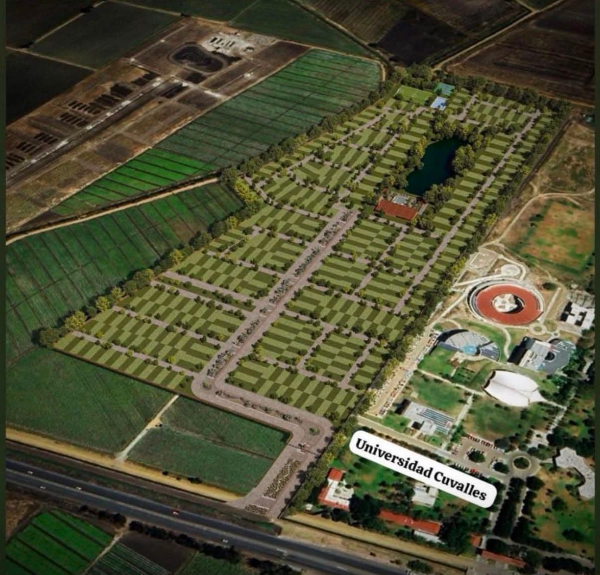 Vista aérea de referencia de Ameca Country Club Sección 2 junto a CUValles